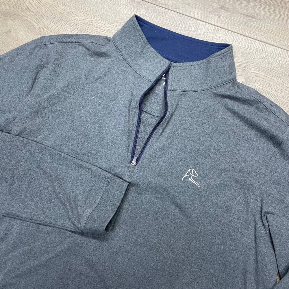 Rhoback 1/4 Zip Pullover Mens Medium Gray Performance Long Sleeve Golf Sweater